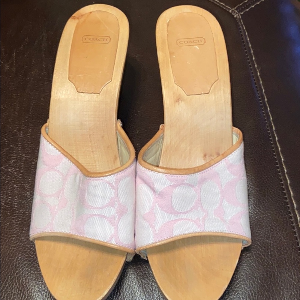 Pink Coach heel sandals